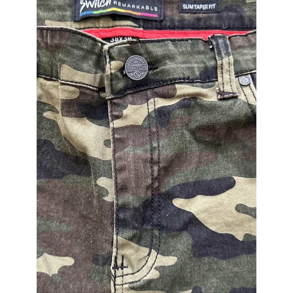 Switch Remarkable Camo Moto Jeans 38x34 Ribbed‎ Panel Stretch